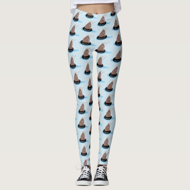 Leggings Ilustracion personalizado de pesca de cachorro de  (Anverso)