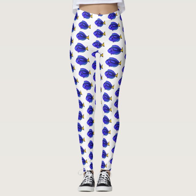 Leggings Ilustracion personalizado de pescado tang azul (Anverso)