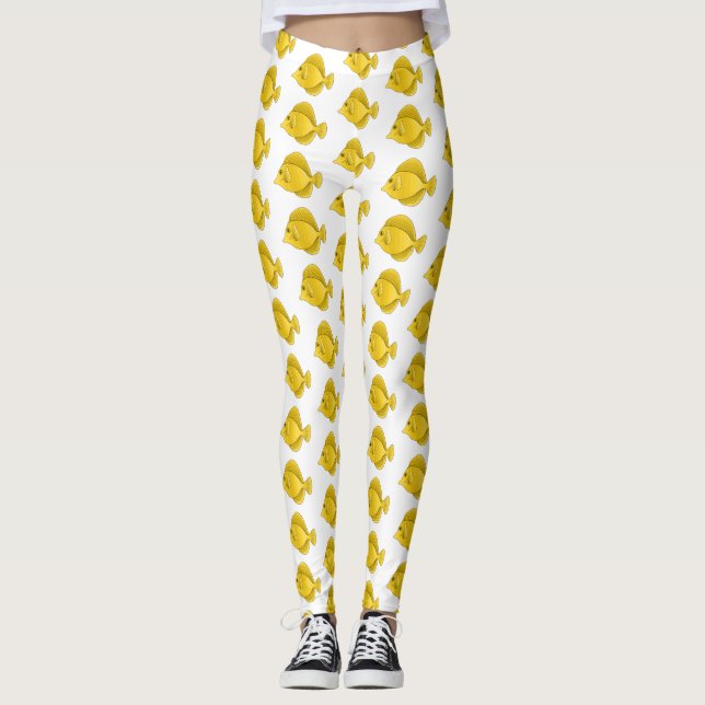 Leggings Ilustracion personalizado de pescado tango amarill (Anverso)