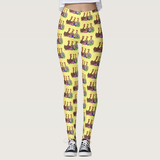 Leggings Ilustracion personalizado de pollos de punto diver (Anverso)