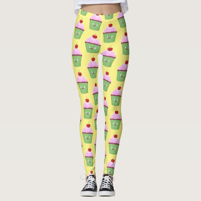 Leggings Ilustracion personalizado de quequitos alegres (Anverso)