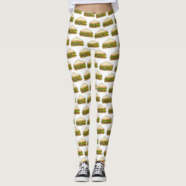 Leggings Ilustracion personalizado de sándwich (Anverso)