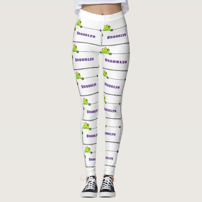 Leggings Ilustracion personalizado de señas de rana verde s (Anverso)
