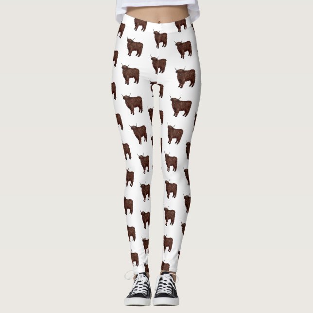 Leggings Ilustracion personalizado de vaca de Highland (Anverso)