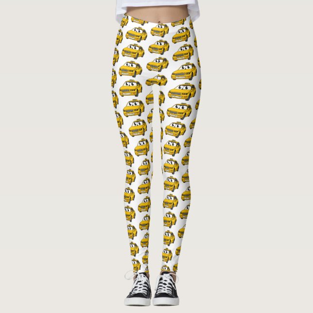 Leggings Ilustracion personalizado divertido de taxi amaril (Anverso)