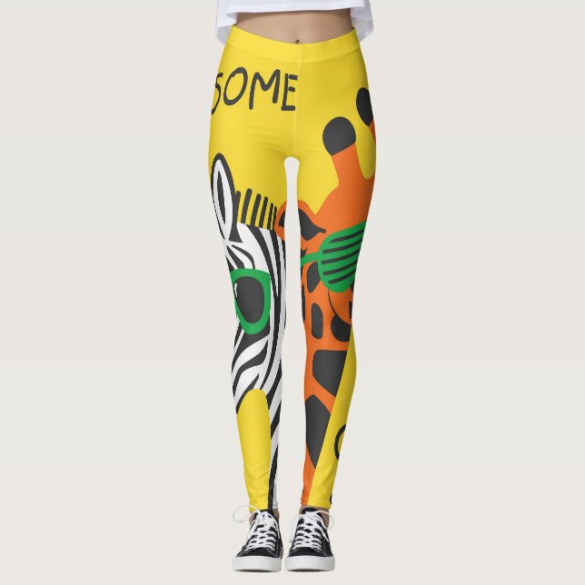 Leggings Ilustracion Personalizado Guay Zebra Giraffe (Anverso)