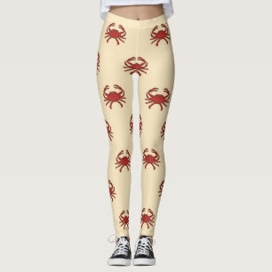 Leggings Ilustracion poner crema rojo del cangrejo náutico