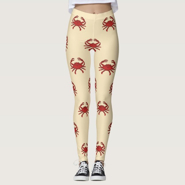 Leggings Ilustracion poner crema rojo del cangrejo náutico (Anverso)