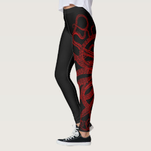 Leggings Ilustracion rojo de los tentáculos del pulpo del