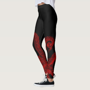 Leggings Ilustracion rojo de los tentáculos del pulpo del
