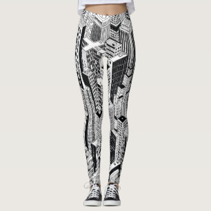 Leggings Ilustracion urbano de rascacielos, sin costuras is