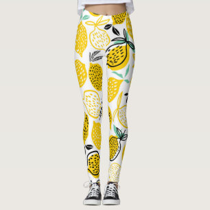 Leggings Ilustracion Vintage de diseño de verano de limón
