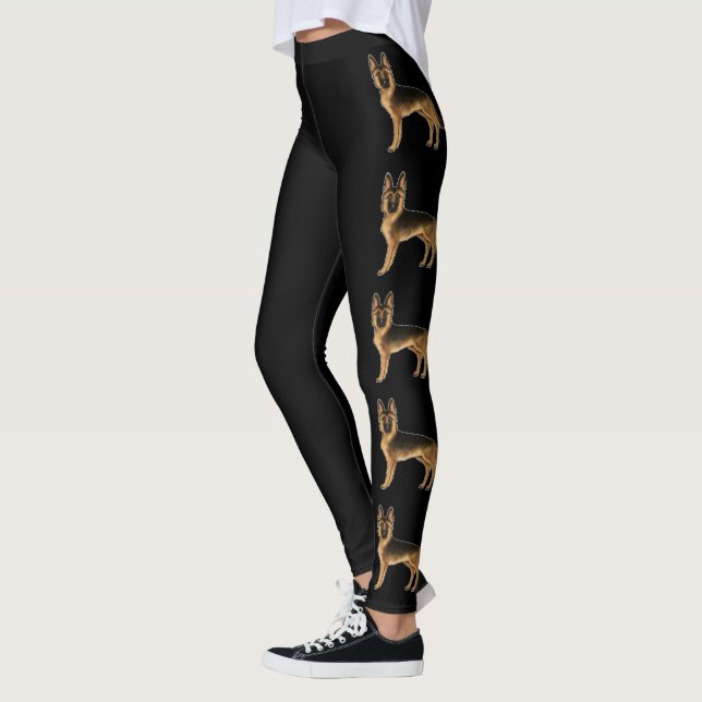 Leggings Ilustraciones Alemanes De Perro Pastor Negro Y Tan (Izquierda)