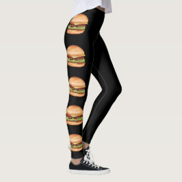 Leggings Ilustraciones de comida rápida de hamburguesa en n