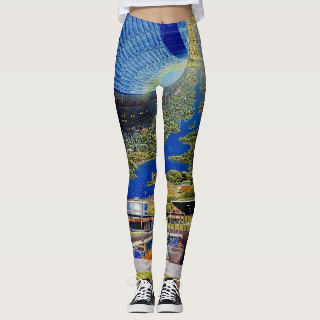 Leggings Ilustraciones de la colonia del espacio/arte de la (Anverso)