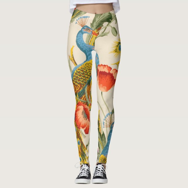 Leggings Ilustraciones de pavo real y cachorros (Anverso)