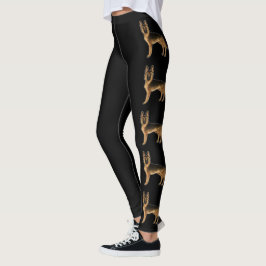 Leggings Ilustraciones de perro pastor alemán negro y fuego