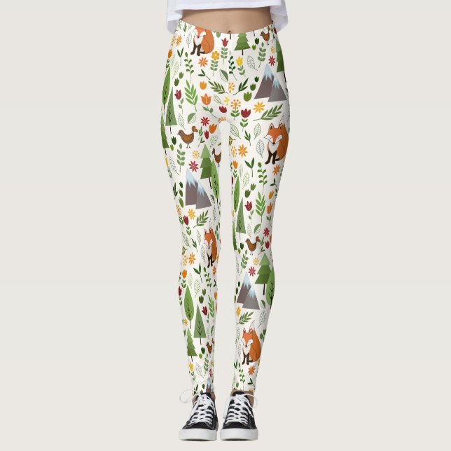 Leggings Ilustraciones escandinavos del estilo en el modelo (Anverso)