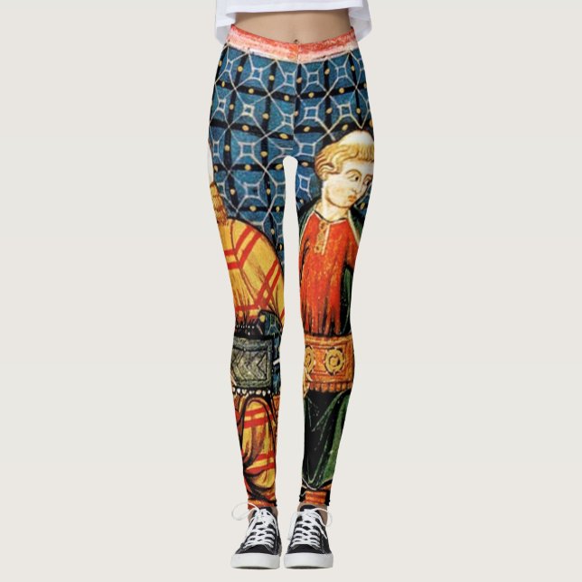 Leggings Ilustraciones medievales de Hurdy Gurdy  (Anverso)