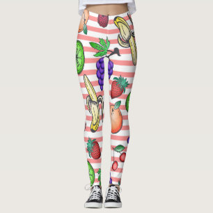 Leggings Ilustraciones vibrantes de la ensalada de fruta en