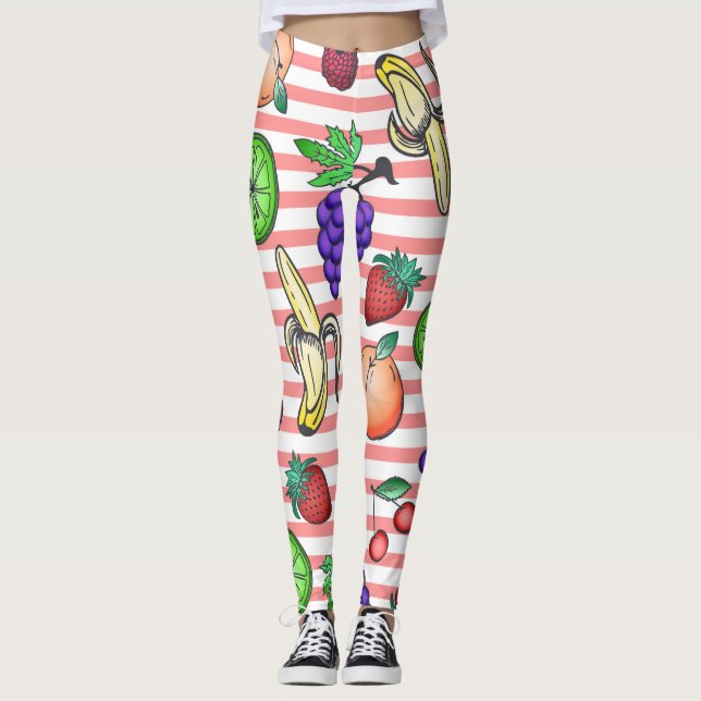 Leggings Ilustraciones vibrantes de la ensalada de fruta en (Anverso)