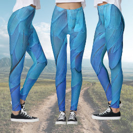 Leggings I'm blue - Macaw feathers