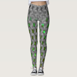 Leggings Imagen de color verde arriba placas grises, formas