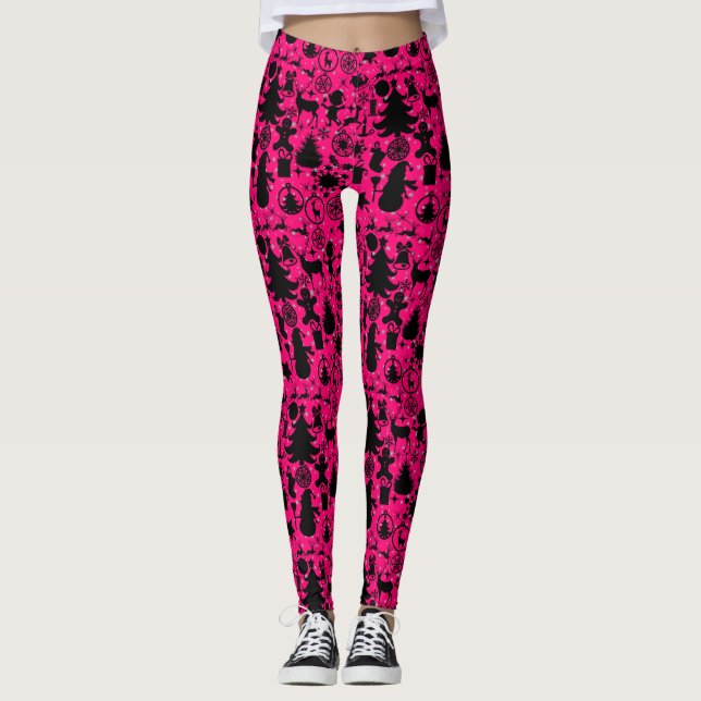 Leggings Imagen de Navidad B Fondo Rosa (Anverso)