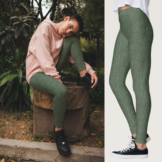Leggings Imagen de textura de tuiteo verde (Green Tweed Texture Image Leggings)