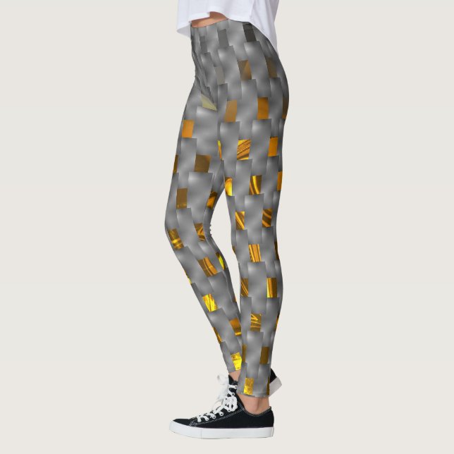 Leggings Imagen dorada en placas grises, formas rectangular (Izquierda)