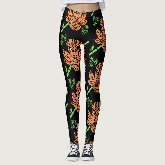 Leggings Imagen enojada de la cara de Tiki (Anverso)