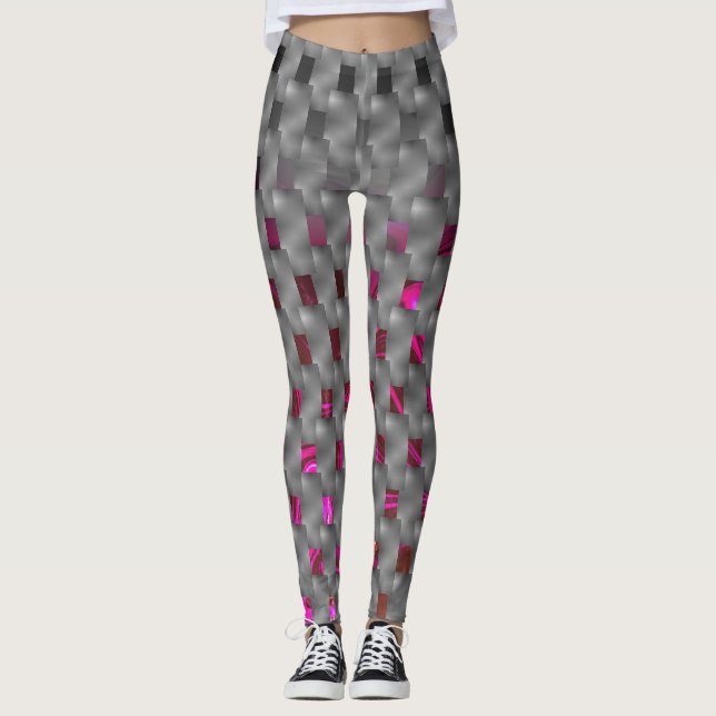 Leggings Imagen pegada arriba de placas grises o formas rec (Anverso)