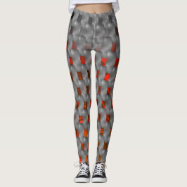 Leggings Imagen roja arriba placas grises, formas rectangul