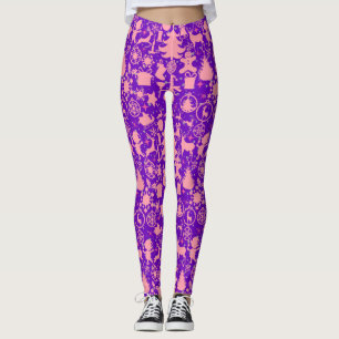 Leggings Imágenes de Navidad en rosa y morado