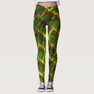 Leggings Imagenes verdes e quadrada com amarelo na sua volt