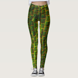 Leggings Imagenes verdes e quadrada com amarelo na sua volt
