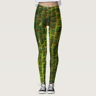 Leggings Imagenes verdes e quadrada com amarelo na sua volt