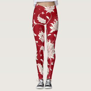Leggings imitación de porcelana china: pintura floral