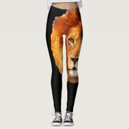 Leggings Impresión 2 de la cabeza del león de Brown