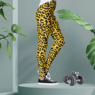 Leggings Impresión animal de leopardo amarillo neón