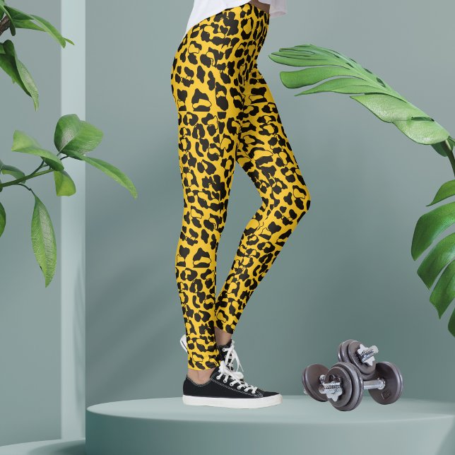 Leggings Impresión animal de leopardo amarillo neón (Subido por el creador)