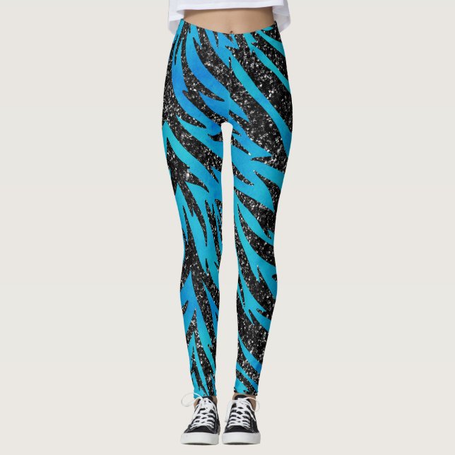 Leggings Impresión animal de tigre azul y negro (Anverso)
