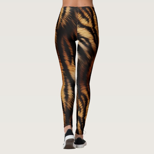 Leggings Impresión animal de tigres negros naranja (Reverso)