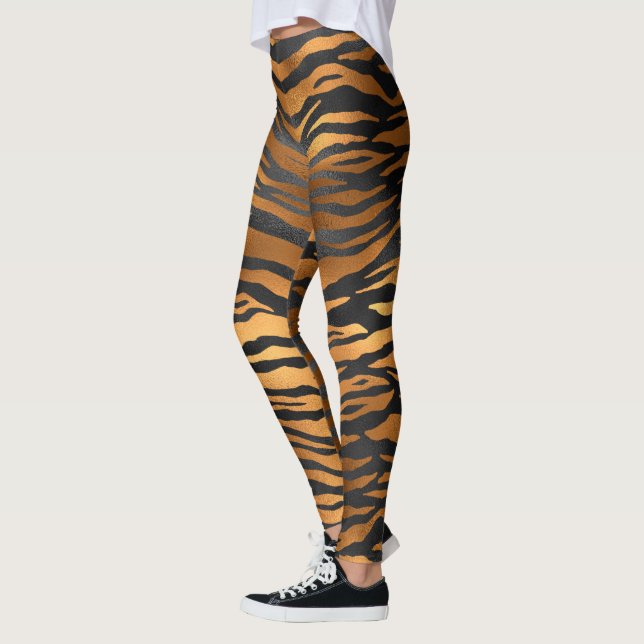 Leggings Impresión animal glamorosa de tigres marrones negr (Izquierda)