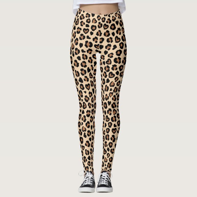 Leggings Impresión animal, leopardo marrón, puntos de chita (Anverso)