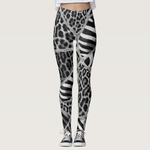 Leggings Impresión animal - Leopardo y cebra - plata