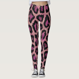 Leggings Impresión animal rosada de leopardo negro
