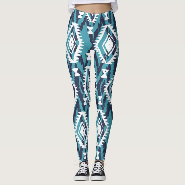 Leggings Impresión azteca geométrica de Navajo (Anverso)