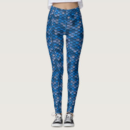 Leggings Impresión azul de la escala de la sirena