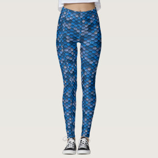 Leggings Impresión azul de la escala de la sirena